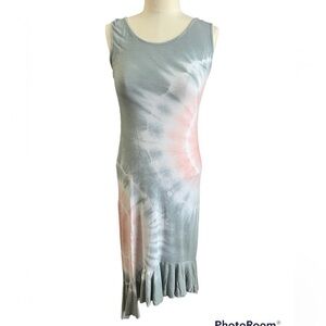 WHITE Mark Couture Collection Tie Dye sleeveless maxi dress